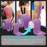 OK TAPE 4 Rolls Kinesiology Tape Precut, Cotton Elastic Athletic Tape Latex Free,20 Strips per Roll 2in x 16ft,Muscle Support,Mixcolor