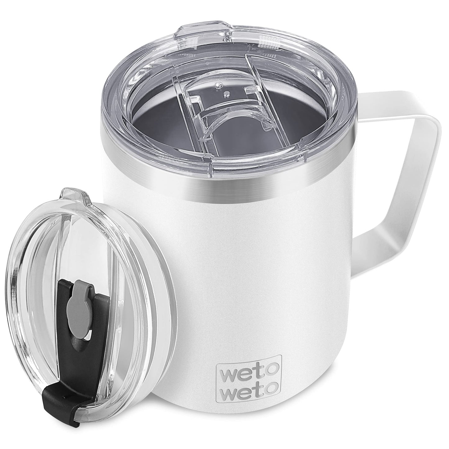 WETOWETO 14 oz Coffee Mug, Vacuum Insulated Camping Mug with Lid, Double Wall Stainless Steel Travel Tumbler Cup, Thermal Coffee Mug, Powder Coated Navy Blue