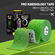 OK TAPE PRO Kinesiology Tape Uncut Roll, Elastic Physical Therapy Athletic Tape for Pain Relief, Muscle Support, Kinetic Tape, Water Resistant, 2in X 16.4ft -Black Gray