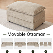 Modular Sectional Sofa, 112.2 Inch L Shaped Couch Set with Armrests, 3-Seater Comfy Cloud Couches with Movable Ottoman for Living Room Apartment, Coffee with 1 Ottoman