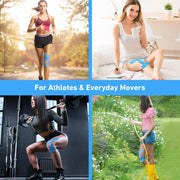 PreCut Kinesiology Tape for Knees, 12 PCS Waterproof KTQUICK Knee Tape for Knee Pain Relief Pre Cut, Original Cotton Athletic Knee Tape, Waterproof & Hypoallergenic Latex-Free for Sports (Black)