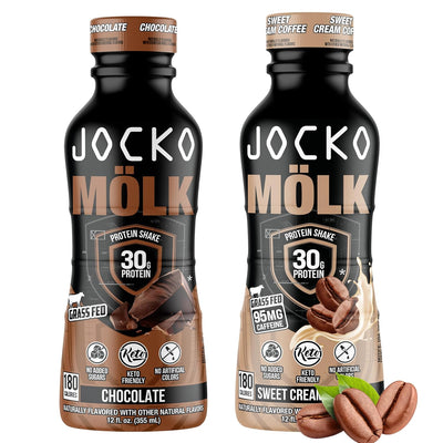 Jocko Fuel Mölk RTD Protein Shakes Bundle - Chocolate & Sweet Cream Coffee (24 Pack)