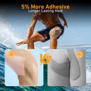 PreCut Kinesiology Tape for Knees, 12 PCS Waterproof KTQUICK Knee Tape for Knee Pain Relief Pre Cut, Original Cotton Athletic Knee Tape, Waterproof & Hypoallergenic Latex-Free for Sports (Black)