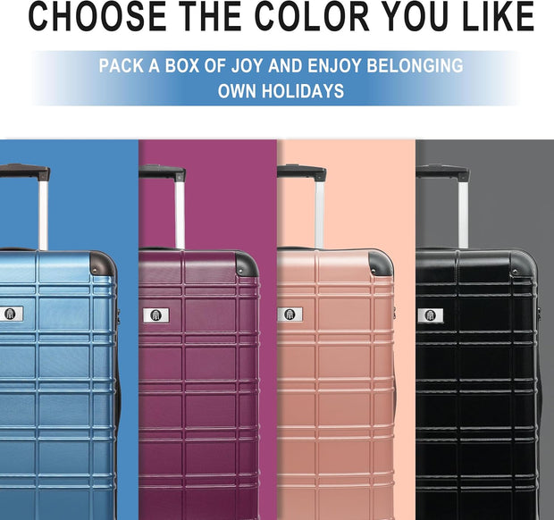 Luggage Sets 4 Piece, ABS PC Lightweight Suitcases with Wheels, Hardshell Luggage Sets Carry on Luggage with TSA Lock Blue (12in 20in 24in 28in)