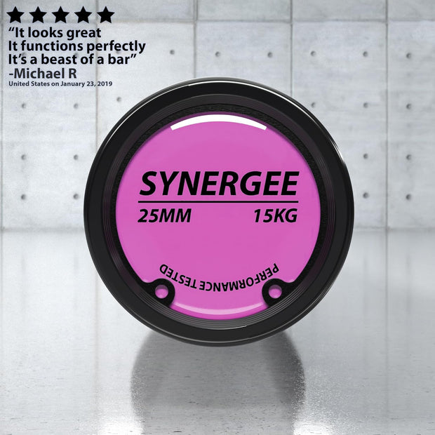 Synergee Regional Olympic 20kg Men’s and 15kg Women’s Hard Chrome & Black Phosphate Barbells. Rated 1500lbs for Weightlifting and Powerlifting.