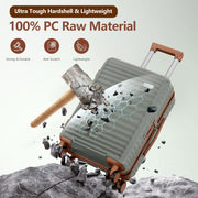 SHOWKOO Luggage Sets 3 Piece Hardside Expandable Suitcase with Double Spinner Wheels Tsa Lock Green (20in/24in/28in)