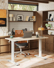 TIQLAB 55 * 24 Inches Electric Standing Desk, Adjustable Height Stand up Desk, Sit Stand Home Office Table with Splice Board, Light Walnut