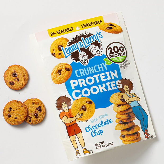 Lenny & Larry's The Complete Crunchy Cookie, Chocolate Chip, 6g Plant Protein, Vegan, Non-GMO, 4.25 Ounce Pouch (Pack of 6)