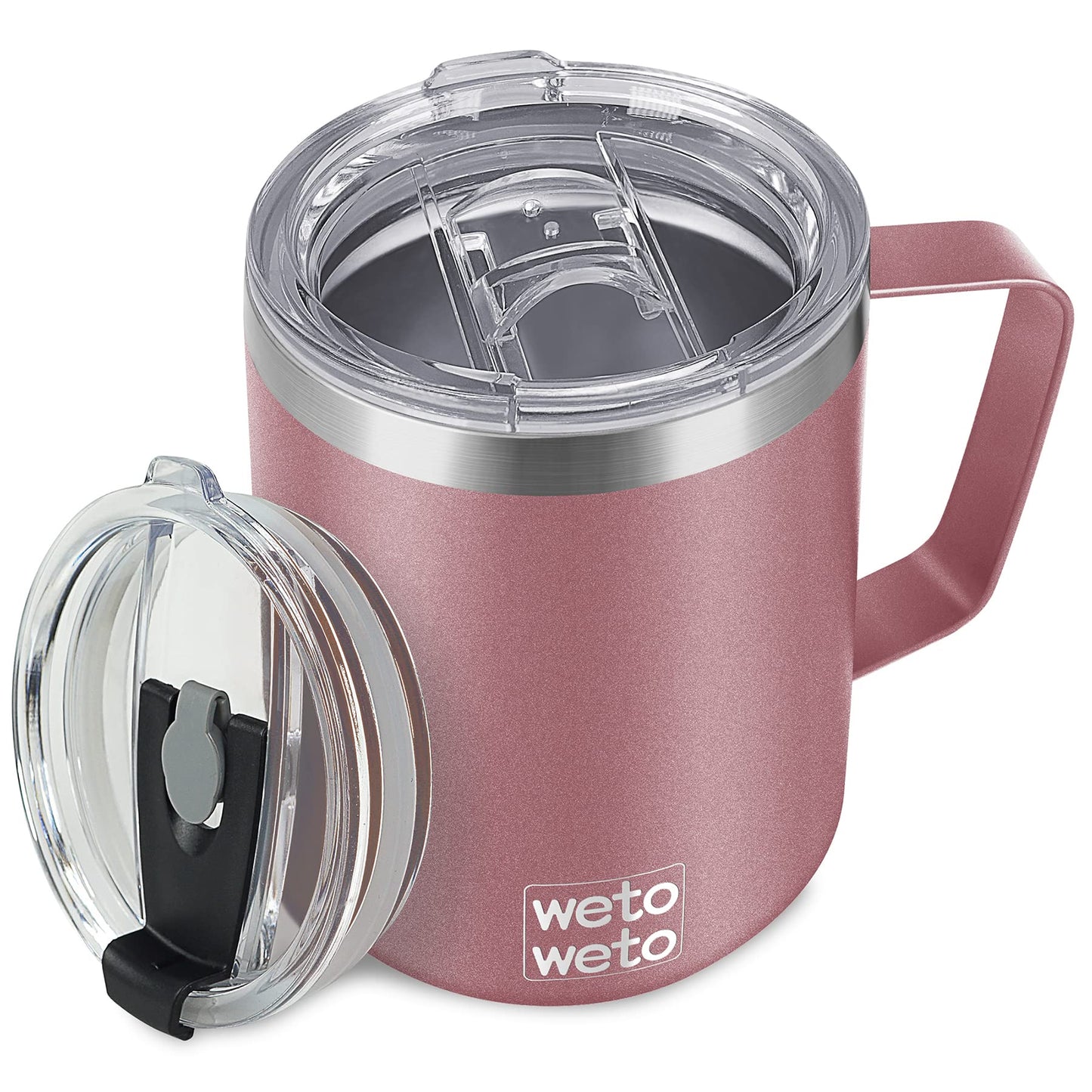 WETOWETO 14 oz Coffee Mug, Vacuum Insulated Camping Mug with Lid, Double Wall Stainless Steel Travel Tumbler Cup, Thermal Coffee Mug, Powder Coated Navy Blue