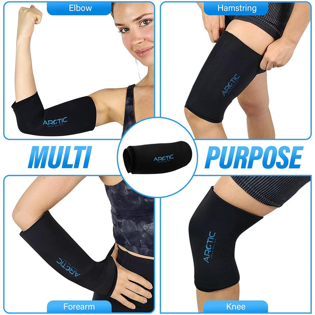 Two Pack - Cold Therapy Compression Ice Sleeve, Knee Ice Pack Wrap for Injuries, Elbow, Quad & Hamstring Relief, Flexible & Reusable Cold Wrap Recovery for Meniscus, ACL, MCL, Ice & Heat Therapy