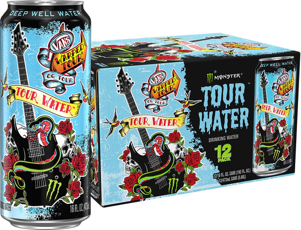 Monster Tour Water by Monster Energy, Deep Well Water, 16oz (Pack of 12)