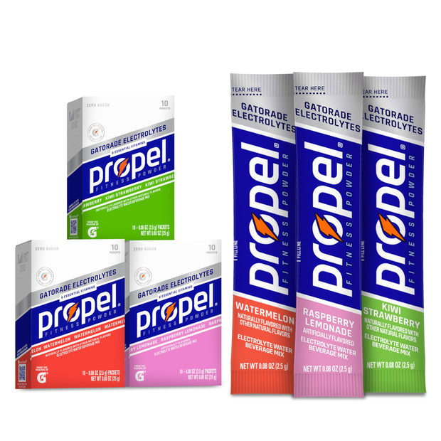 Propel Electrolyte Enhanced Water Drink Mix Powder Packets, Grape Variety Pack, Zero Calorie & Zero Sugar Hydration with Electrolytes and Vitamins C & E (30 Packets)