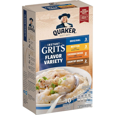 Quaker Instant Grits, 4 Flavor Variety Pack, 0.98oz Packets (10 Pack)