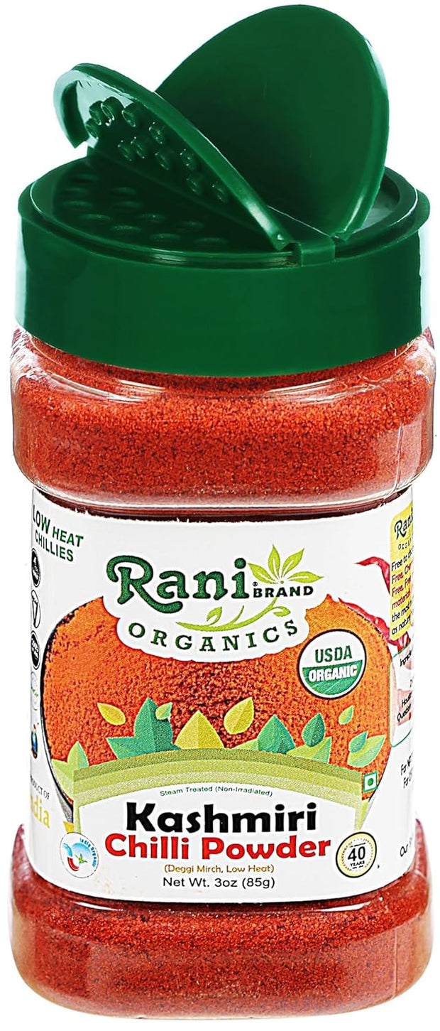 Rani Kashmiri Chilli Powder (Deggi Mirch, Low Heat) Ground Indian Spice 16oz (1lb) 454g PET Jar ~ All Natural | Salt-Free | Vegan | Kosher | Gluten Friendly