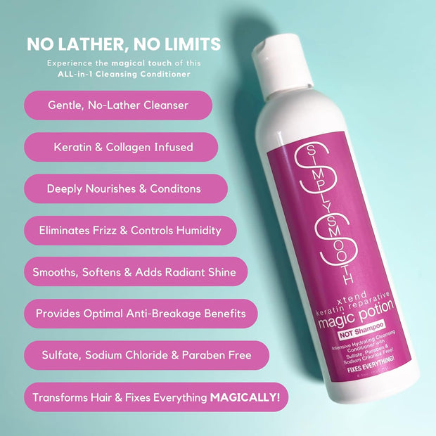 Simply Smooth Magic Potion NOT Shampoo | No Lather Cleansing Conditioner Co Wash | Cleans Hair While Adding Intense Hydration | Protects Natural Oils In Hair, Maintaining Curls & Coils | 8.5 Oz.