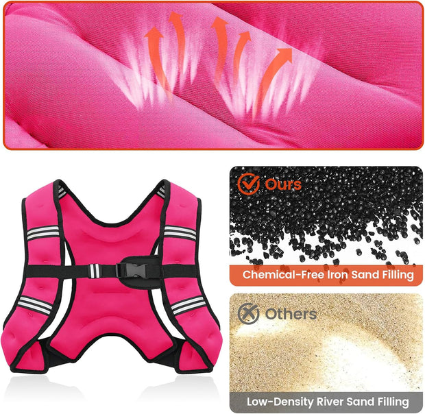 Weighted Vest, 6lb/8lb/12lb/16lb/20lb/25lb/30lb Weight Vest for Men Women, Body Weight Vests Adjustable with Reflective Stripe for Strength Training, Running, Training Workout, Jogging, Walking