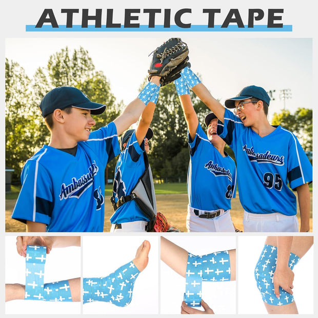 TrelaCo 1 Pcs Wrist Tape Baseball Cross Athletic 2in x 23ft Cotton Cross Wrist Tape Serrated Edges for Fingers Ankles Injury Wrap, Football Baseball Hockey Soccer (White)