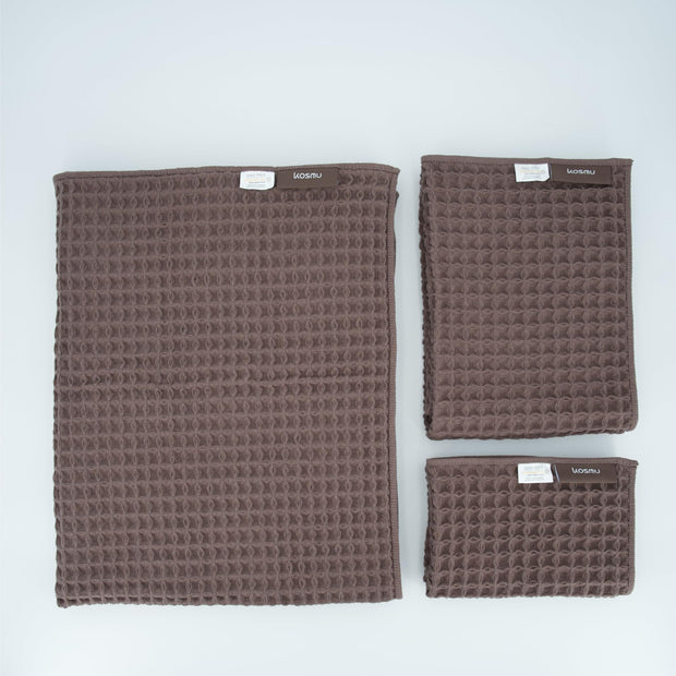 Luxury Japanese Cotton Waffle Bath Towel | Plush, Absorbent, and Quick Dry (Coral Orange, Hand Towel, 32" x 16")