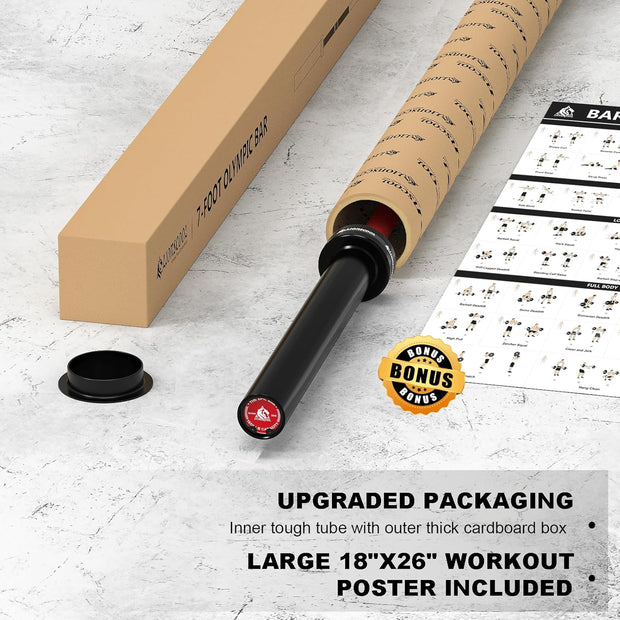 LIONSCOOL 7FT Olympic Barbell for Weightlifting, Power Lifting, 2 Inch Strength Training Bar for Squats, Deadlifts, Presses, Rows, Curls - 700lbs/1000lbs/1500lbs Capacity