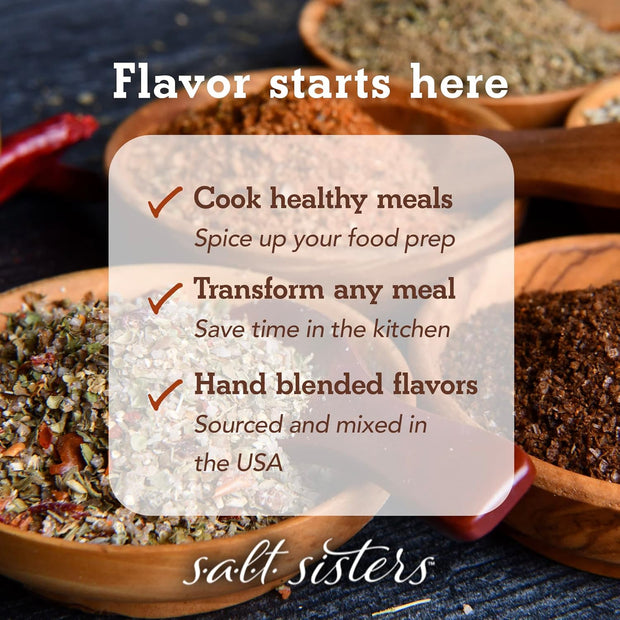 s.a.l.t. sisters Blackening Cajun Rub & Seasoning | All-Natural, Gluten Free, MSG Free, Non-GMO | Dry & Wet Rub Seasoning Base | Versatile Use for Chicken Wings, Brisket, Pulled Pork, and More | 1lb