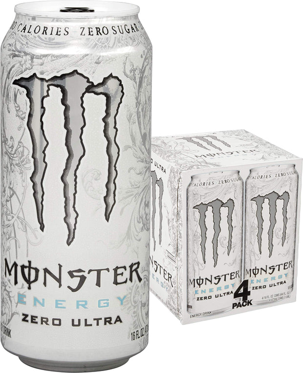 Monster Energy Zero Ultra, Sugar Free Energy Drink, 16 Ounce (Pack of 12)