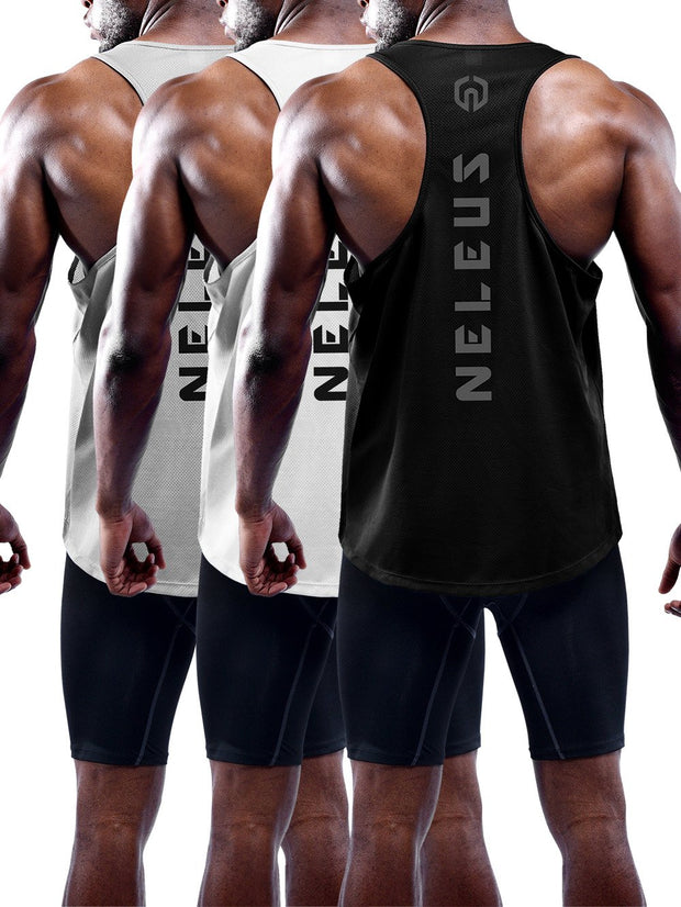 NELEUS Men's 3 Pack Dry Fit Y-Back Muscle Tank Top