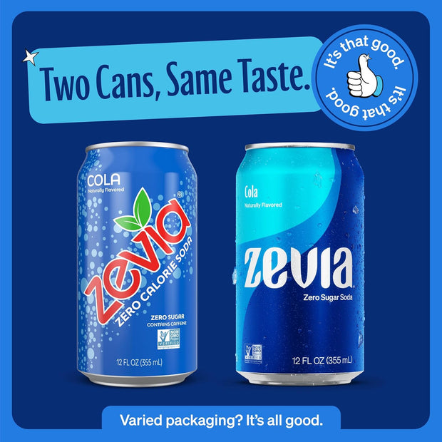 Zevia Zero Sugar Soda, Cola, 12 Ounce Cans (Pack of 12)