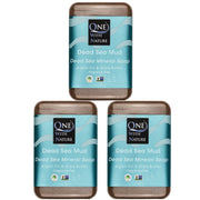 One With Nature Dead Sea Salt Sandalwood Soap 4oz 3-Pack – Purifying and Exfoliating Soap Bar with Dead Sea Minerals and Sandalwood for Face & Body, for Men & Women