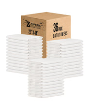 ZUPERIA White Bath Towels Bulk - 20 x 40 Inches, 100% Cotton Economy Light Weight Towels for Commercial Use - Quick Dry, Ultra-Soft, and Absorbent Bulk Towels (12 Pack)