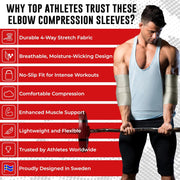 Nordic Lifting Elbow Compression Sleeves (1 Pair) – Support for Pain Relief, Tendonitis, Golfer’s & Tennis Elbow Recovery