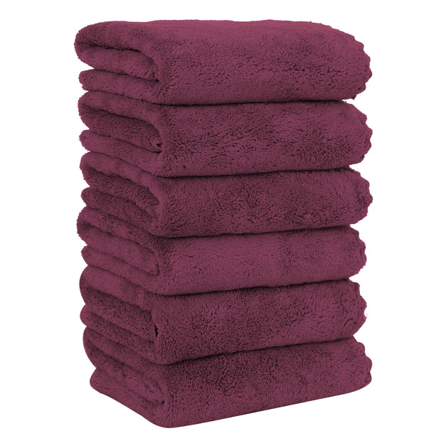 MOONQUEEN 6 Pack Premium Hand Towels - Quick Drying - Microfiber Coral Velvet Highly Absorbent Towels - Multipurpose Use as Hotel, Bathroom, Shower, Spa, Hand Towel 16 x 28 inches (Gray)