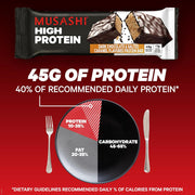 MUSASHI High Protein Bar, 45g Protein, <1g Total Sugars, Dark Chocolate & Salted Caramel, Post Workout and Protein Snack On The Go, 12 Pack of 3.2oz (90g) Bars