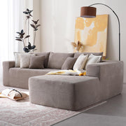 114" Boneless Couches for Living Room, Brown Faux Leather Cloud Sectional Couches with Chaise, Deep Seat L Shaped Modular Sofa, No Assembly Required Sofas in a Box (Right,Faux Leather,Brown)