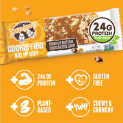 Lenny & Larry's Cookie-fied BIG BAR – Peanut Butter Chocolate Chip Vegan Protein Bars 12x90g – Healthy Snacks, 24g Plant Protein & 10g Prebiotic Fiber – Gluten free Power Bar, Keto Friendly & Vegan