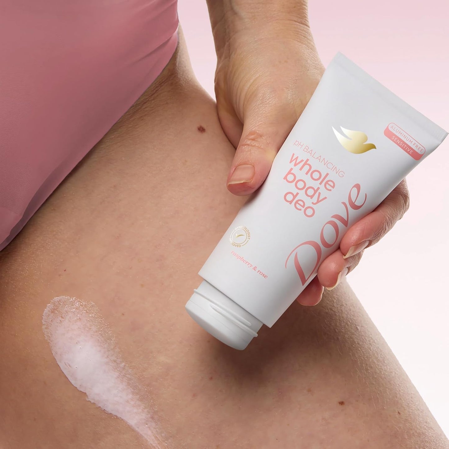 Dove Whole Body Deodorant Aluminum Free pH Balancing Cream Raspberry & Rose for 72h Odor Control 2.5 Oz