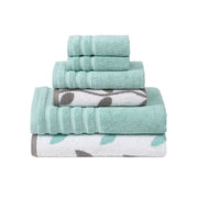 Modern Threads Oxford 6-Piece 100% Cotton Towel Set – Yarn Dyed Jacquard & Solid – Includes 2 Bath Towels, 2 Hand Towels, 2 Washcloths – Absorbent, Quick Dry, Soft & Durable – Aqua