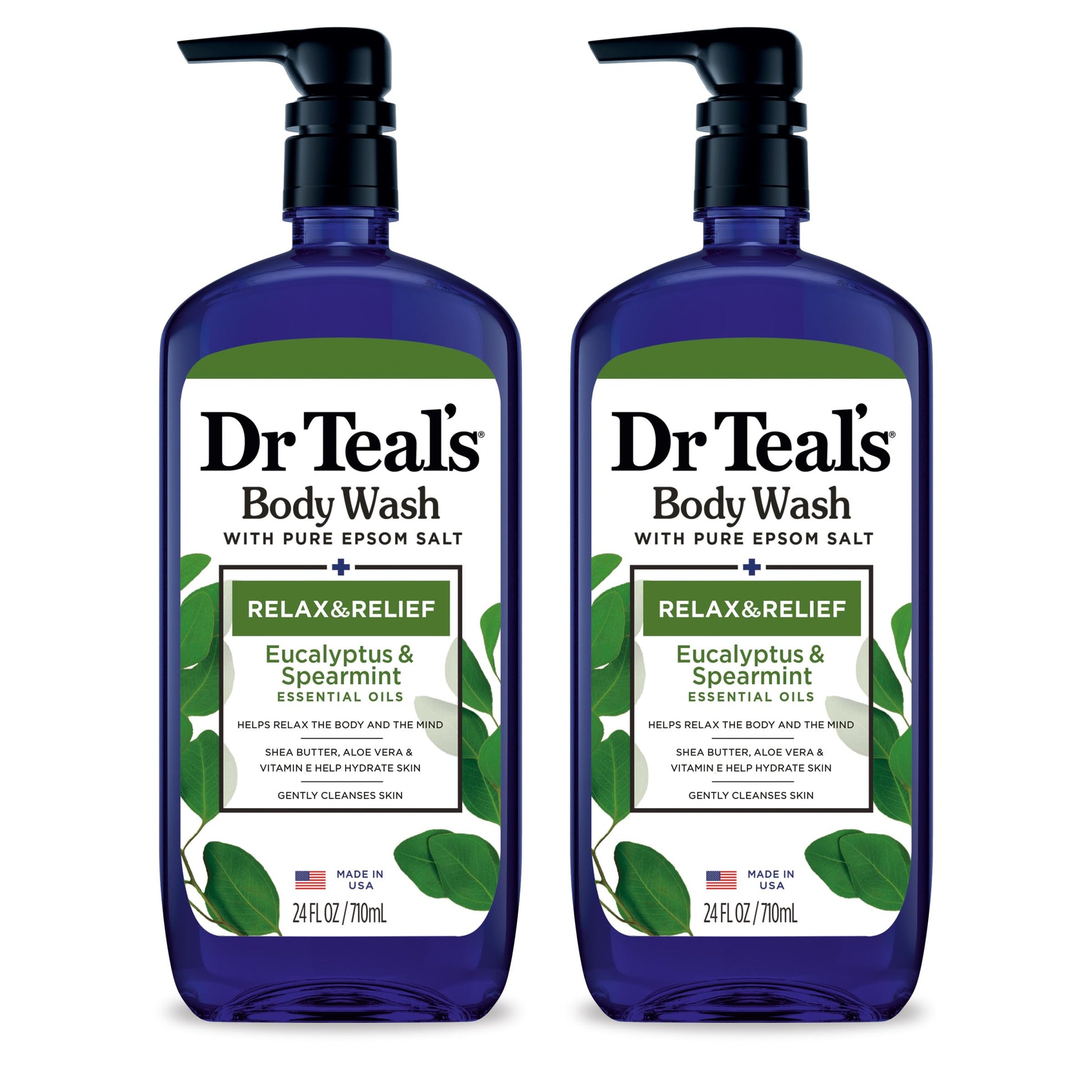 Dr Teal's Body Wash with Pure Epsom Salt, Glow & Radiance with Vitamin C & Citrus Essential Oils, 24oz (Pack of 2)
