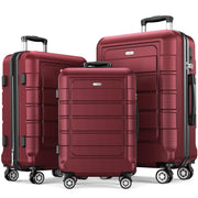 SHOWKOO Luggage Sets Expandable PC+ABS Durable Suitcase Sets Double Wheels TSA Lock Pink 3pcs
