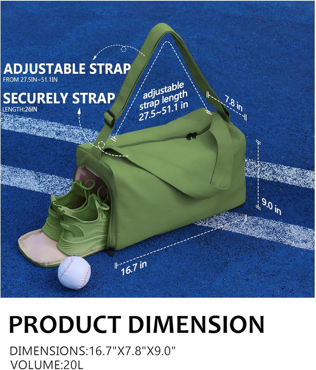 Small Gym Bag for Women with Shoes Compartment, Stylish Duffle Travel Bag for Plane, Lightweight Duffle Bag for Women & Men, Sport Gym Tote Bag with Wet Pocket for Yoga, Pilates, Swimming