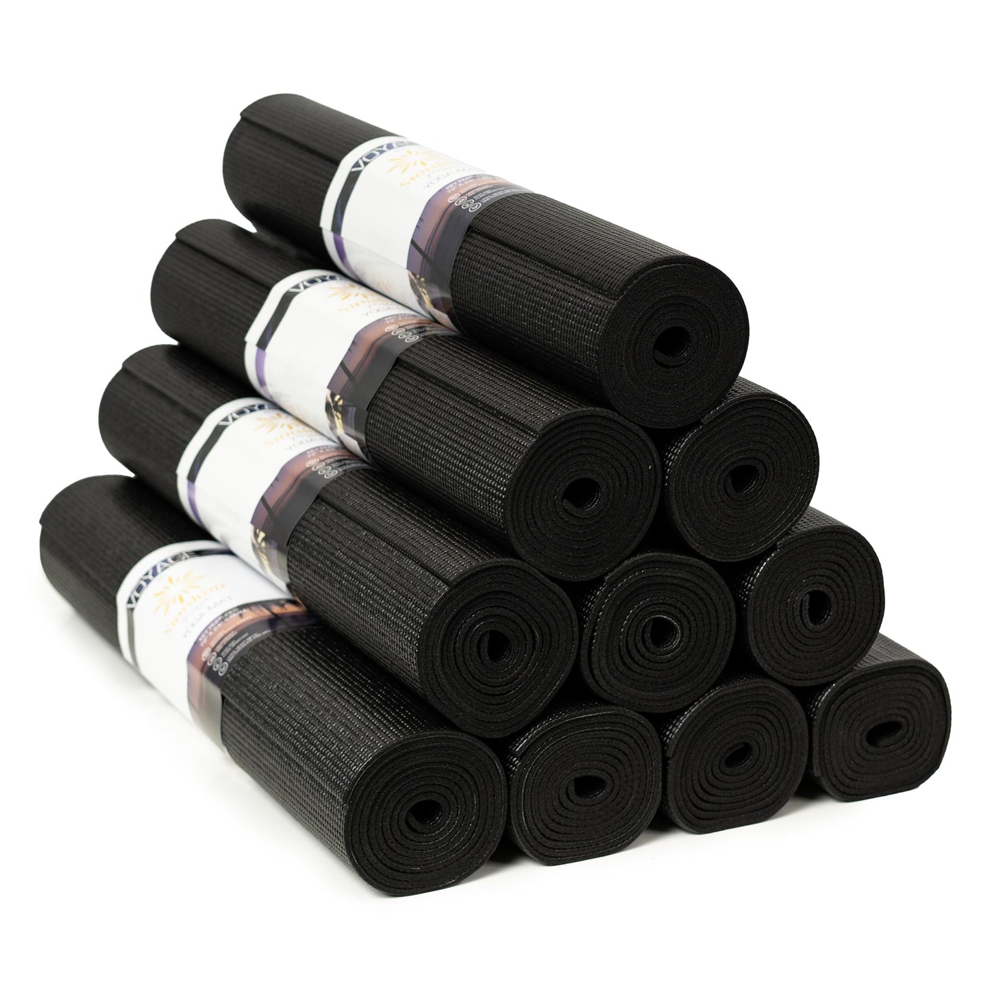 Sunshine Yoga Voyage Yoga Mat, 10 Pack, 72" x 24" Professional Studio and Gym Bulk Yoga Mats, 5mm Thick, Durable, Anti-Tear, Non Slip Fitness and Exercise Mats