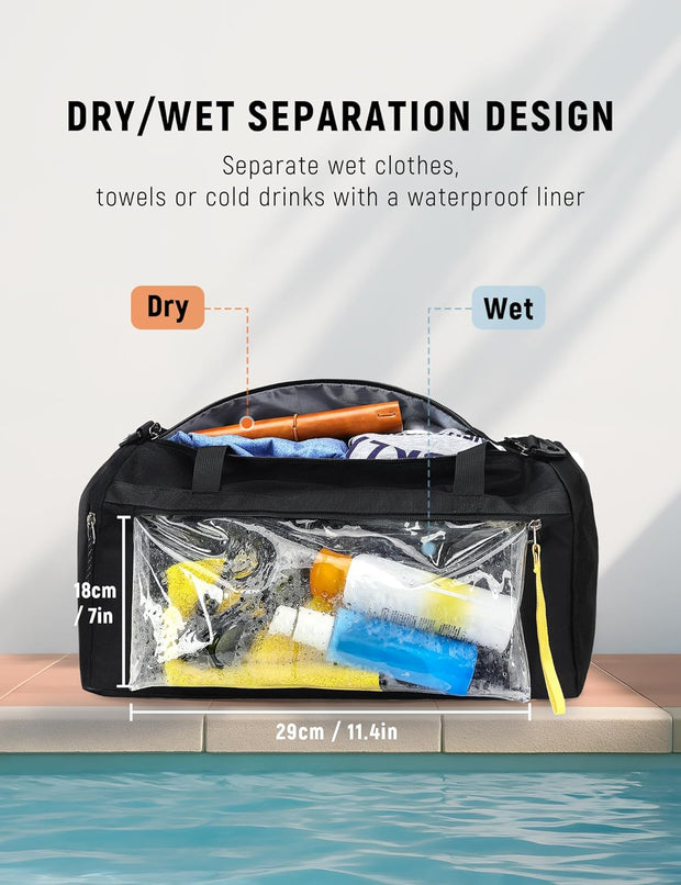 SKYSPER 30L Gym Duffel - Sports Bag Small with Wet Pocket for Sport, Travel, Fitness & Workout Men Women(Black)