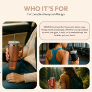 Leakproof, Eco-Friendly Tumbler Bottle – Multi-Use Protein Shaker, Smoothie Cup & Water Bottle – White Marble, Pink, Beige, Black (Pink, Pack Of 2)