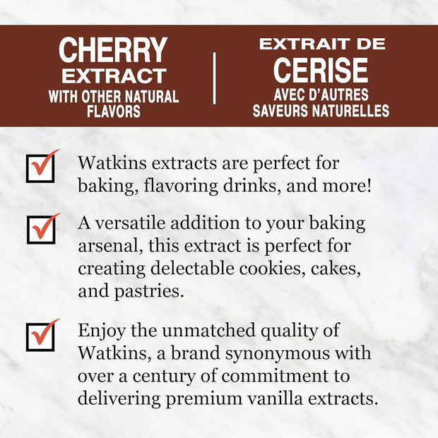 Watkins Cherry Extract with other Natural Flavors, 2 oz. Bottles, Pack of 6 (Packaging May Vary)