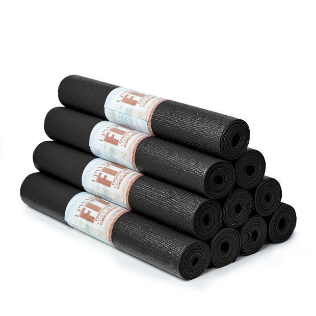 10 Pack Economy Yoga Mat, 68" x 24" Non Slip Exercise Mat, 3mm Thick Gym Mat, Bulk Non Toxic Yoga Mats for Home Workout and Studios