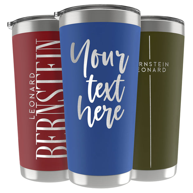 Personalized Gifts For Men - 20 Oz. Custom Tumblers w/Lid, Black - Insulated Travel Coffee Mugs - Optional Straw Set, Stainless Steel Double Wall Coffee Tumbler, Personalized Cups