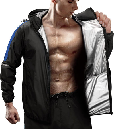RDX Sauna Suit Weight Loss, REACH OEKO TEX 100 CERTIFIED, Sweat Jacket with Hood, Body Slimming Fitness Workout Men Women