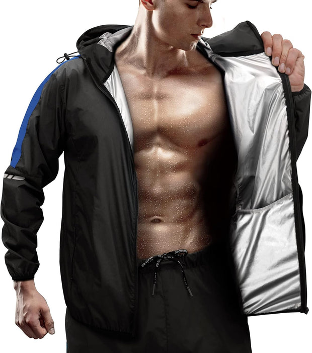 RDX Sauna Suit Weight Loss, REACH OEKO TEX 100 CERTIFIED, Sweat Jacket with Hood, Body Slimming Fitness Workout Men Women