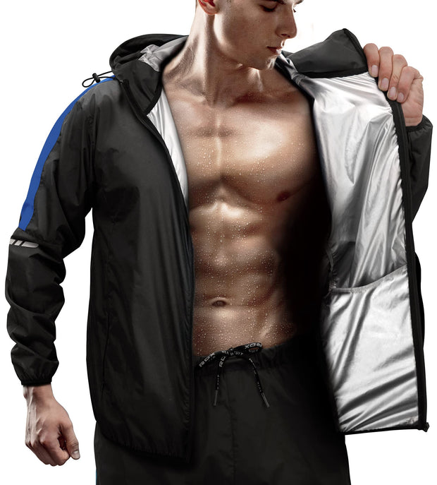 RDX Sauna Suit Weight Loss, REACH OEKO TEX 100 CERTIFIED, Sweat Jacket with Hood, Body Slimming Fitness Workout Men Women