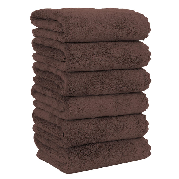 MOONQUEEN 6 Pack Premium Hand Towels - Quick Drying - Microfiber Coral Velvet Highly Absorbent Towels - Multipurpose Use as Hotel, Bathroom, Shower, Spa, Hand Towel 16 x 28 inches (Gray)
