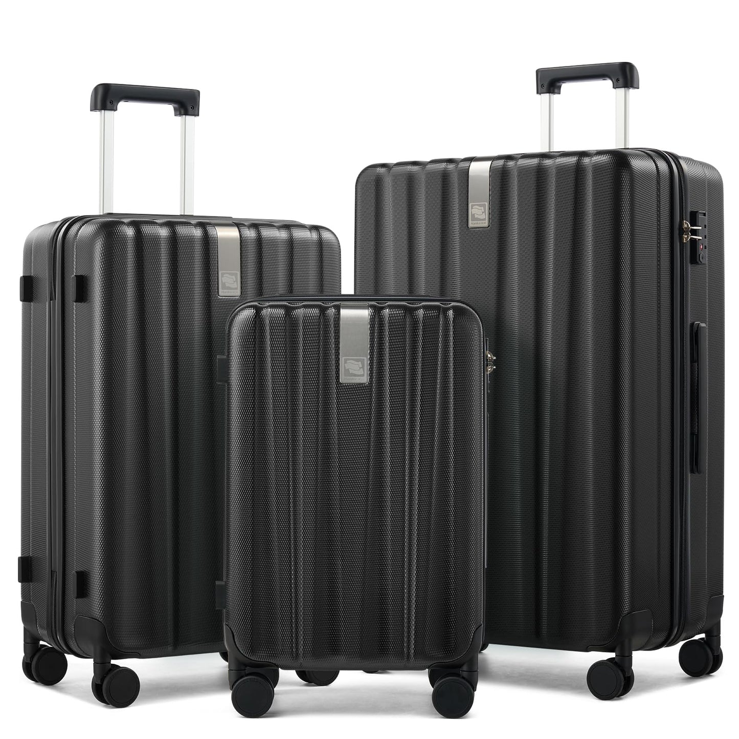 Hanke Expandable Hardshell Luggage Sets 3 Piece Extra Large Suitcases with Lock,28 Inch Luggage with Spinner Wheels, PC Travel Suitcase for Women Men 20 24 29Inch,Blackish Green